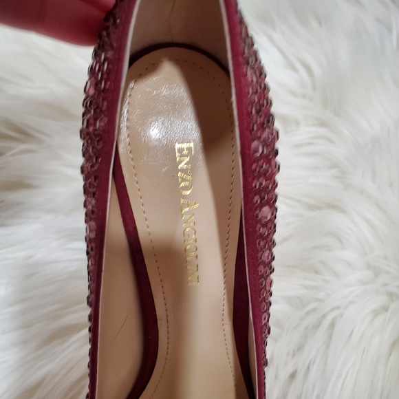 Nwot enzo angiolini purple rhinestones  evening  peep  toe platform pump heels - Picture 7 of 13